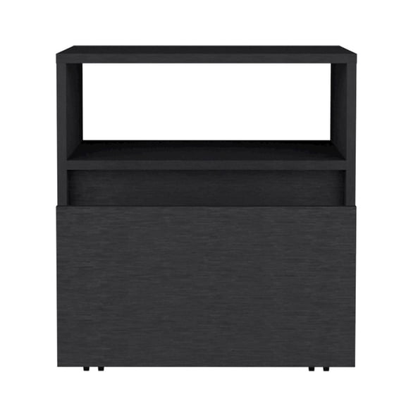 HomeRoots 21" Black One Drawer Faux Wood Nightstand