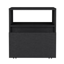 HomeRoots 21" Black One Drawer Faux Wood Nightstand