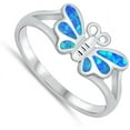 thumbnail image 4 of CHOOSE YOUR COLOR Blue Simulated Opal Butterfly Animal Ring .925 Sterling Silver Band CZ Female Size 9, 4 of 4