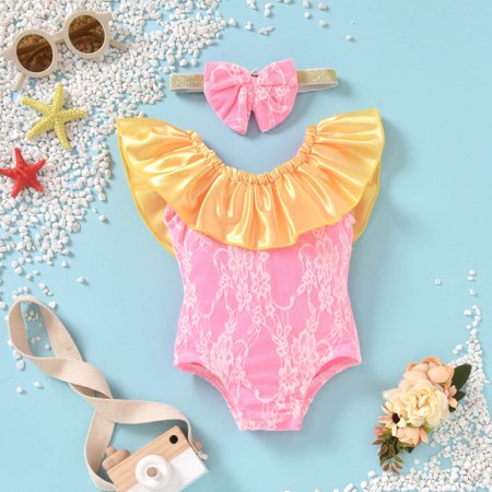 

PEONAVET Toddler Baby Girls Onepiece Swimsuit Infant Girl Ruffle Summer Swimwear Sleeveless Bathing Suit Little Girl Sunsuit for 2-3 Years - Summer Savings Clearance