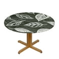 thumbnail image 3 of BANET Round Vinyl Fitted Tablecloth with Flannel Backing Elastic Edge Design Table Cover Waterproof Oil-Proof PVC Table Cloth Stain-Resistant Wipeable for Round Table 46"-50, 3 of 8