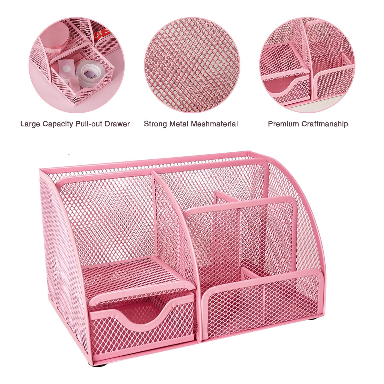 Desk Organizers And Accessories  Office Supplies 15ps Set With Stapler Staple Remover Pen Holder Clips Tape Dispenser Phone 1000 Staples Ruler (pink)