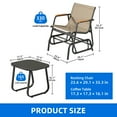 thumbnail image 4 of Dextrus Outdoor Rocking Bistro Set, 3-Piece Patio Furniture Glider Chair Set Featuring Wooden Armrests, Glass Table, Brown, 4 of 10