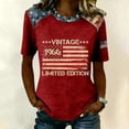 thumbnail image 2 of Youpwaven Women's Vintage 1966 Limited Edition T-Shirt, Patriotic American Flag Graphic Top, Independence Day Round Neck Short Sleeve Tee, 2 of 5