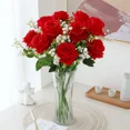 thumbnail image 5 of 1/3/5Pcs Artificial Flowers Bouquet Red Silk Fake Rose Flower for Wedding Home Table Decoration Christmas Valentine's Day Gifts, 5 of 6