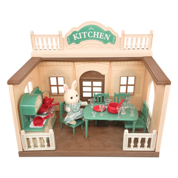 Casa de muñecas de cocina OLEOCA Family Playset con figura de conejo