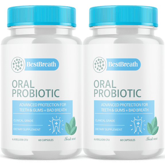 (2 Pack) Best Breath - Advanced Oral Probiotics Formula for Healthy Teeth and Gums, Fresh Breath, Ear, Nose, Throat, and Immune Health Supplement - 120 Capsules