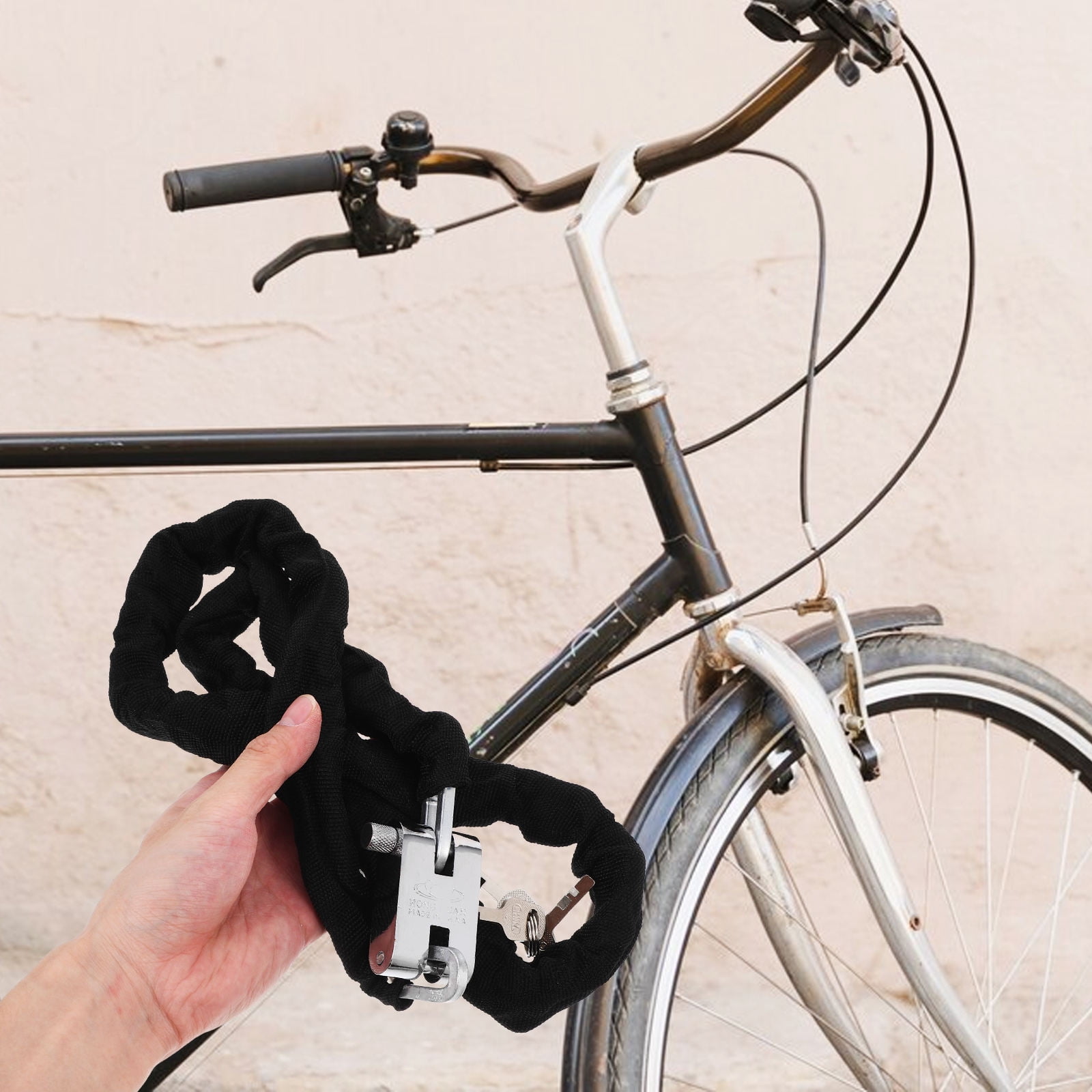 WESIEVYA Bike Chain Lock 1Set Manganese Steel Security Protect from Theft for Motorcyclists 47.2x0.8x0.8in
