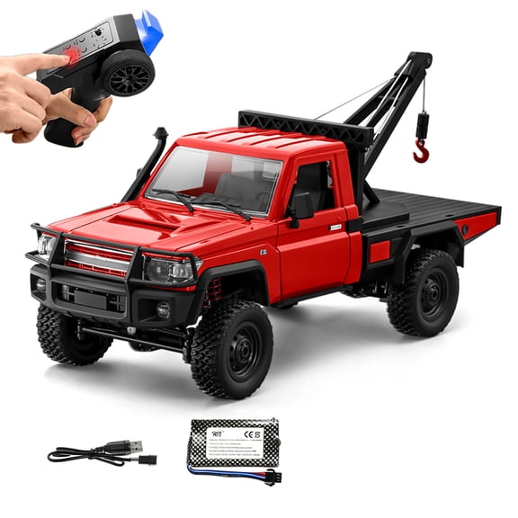 1:12 4WD RC Pickup Truck Rock Crawler with Remote Tow Function, 2.4GHz Full Proportional Control Off Road RC Car for Adults, 45Min Runtime LED Lights Hobby Grade RC Truck
