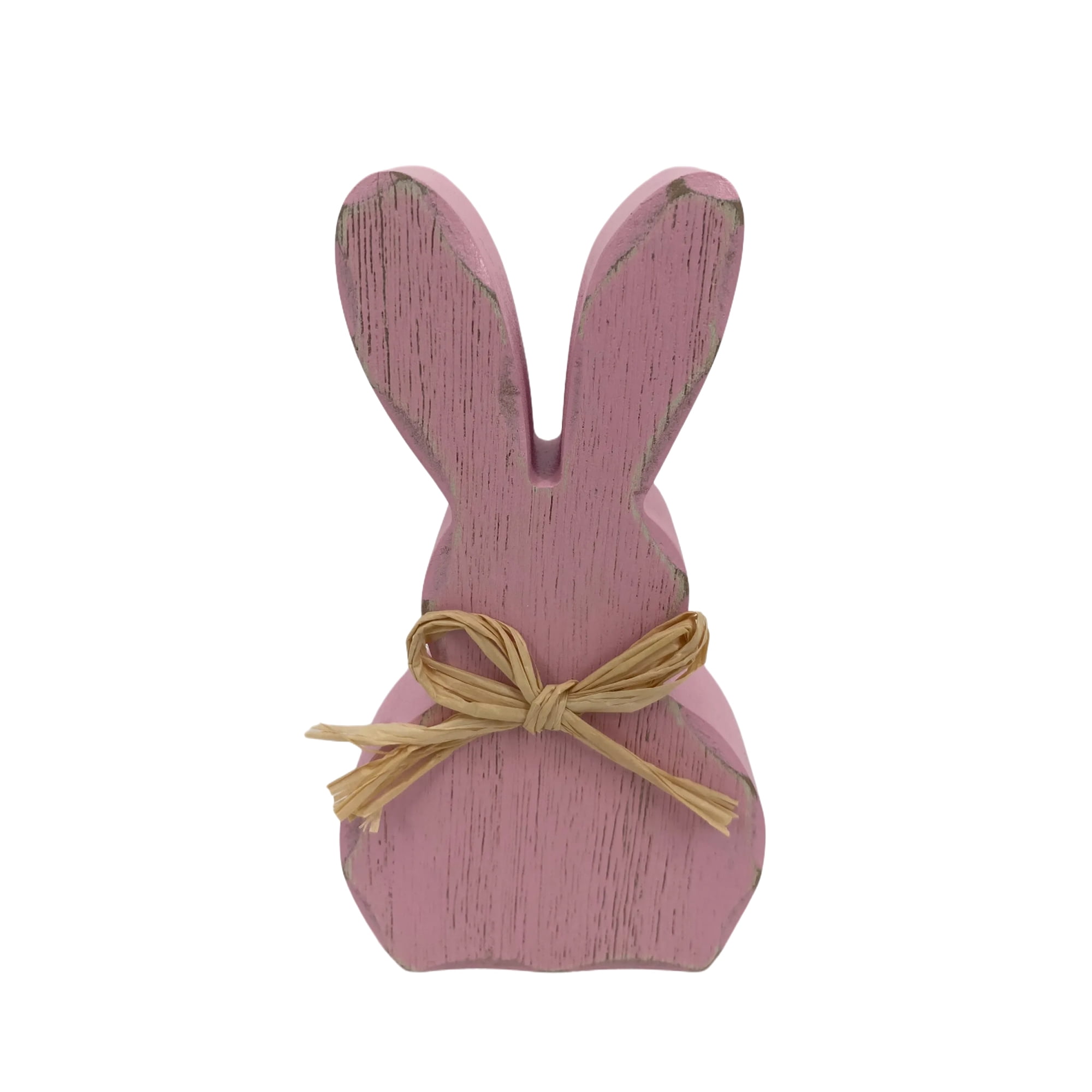 Way to Celebrate Pink Wood Bunny