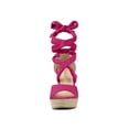 thumbnail image 2 of BLISSFUL STEP Chaussures pour Femmes Espadrilles à Lacets Sandales Compensées à Plateforme Rose Vif 8,5, 2 of 8