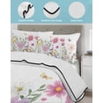 thumbnail image 4 of Botanical Floral Summer Quilt Set Queen Size, Soft Microfiber Quilted Bedding Set with 2 Pillow Shams, Spring Colorful Flowers Butterfly Lightweight All Season Bedspread Coverlet for Bedroom 90"x96", 4 of 6