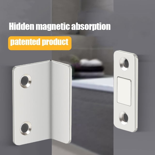 Tapón de puerta en forma de L sin perforaciones con ventosa magnética invisible para puerta plata Ndcxsfigh Libre de BPA
