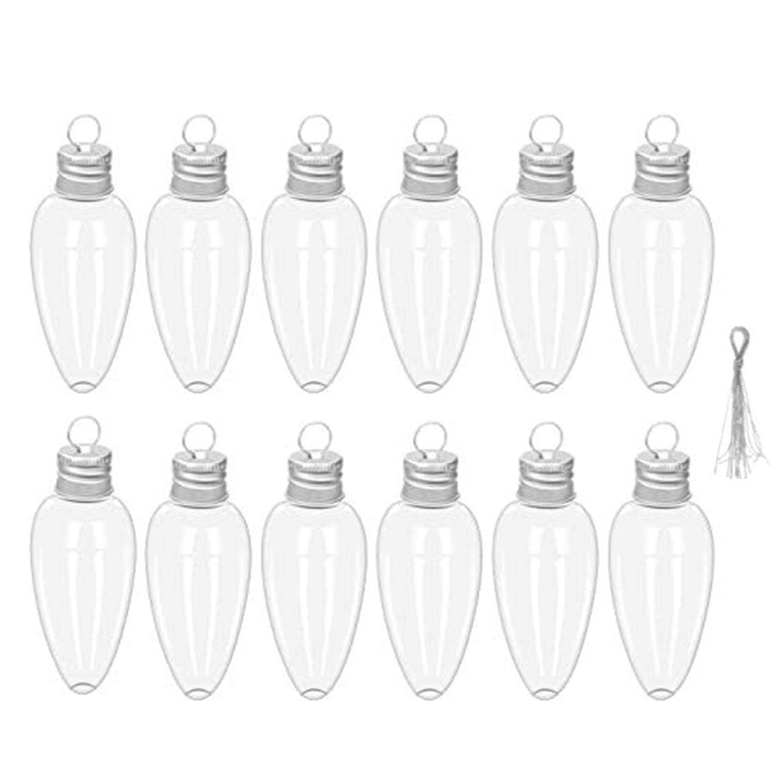 6/12/24Pcs 35ml Christmas Pendants with Screw Off Cap Fillable Clear