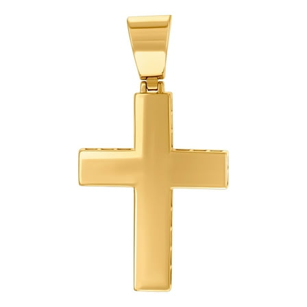 925 Sterling Silver Yellow tone Mens Cross Religious Charm Pendant 72x38.6mm Wide Necklace for Men