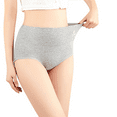 thumbnail image 2 of Fulorrnie High Waisted Cotton Panties for Women Seamless Underwear Wide Elastic Band Briefs No Show Tummy Smoothing Waistband Soft Daily Wear, Grey, L, 2 of 6