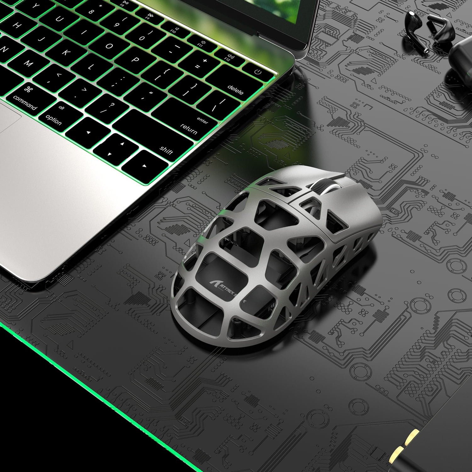 ATTACK SHARK R3 46g Superlight Wireless Gaming Mouse, Magnesium Alloy BT/2.4Ghz/Wired Computer Mouse, PAW3395 26K DPI Sensor, 8000Hz Wireless Polling Rate Programmable Mice for PC/Laptop/Mac (Grey)