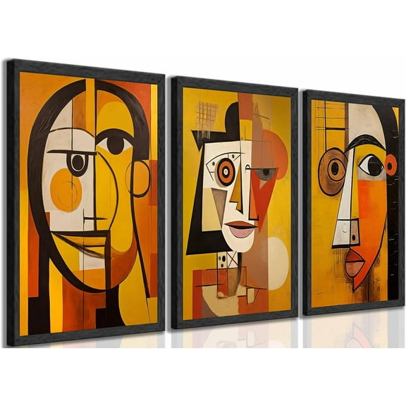 3 Pcs Abstract Gold Geometric Boho Canvas Wall Art Mid Century Modern Minimalist Aesthetic Luxury Metal Artwork Pictures Wall Decor Posters Prints for Living room Bedroom Office Home Decoration