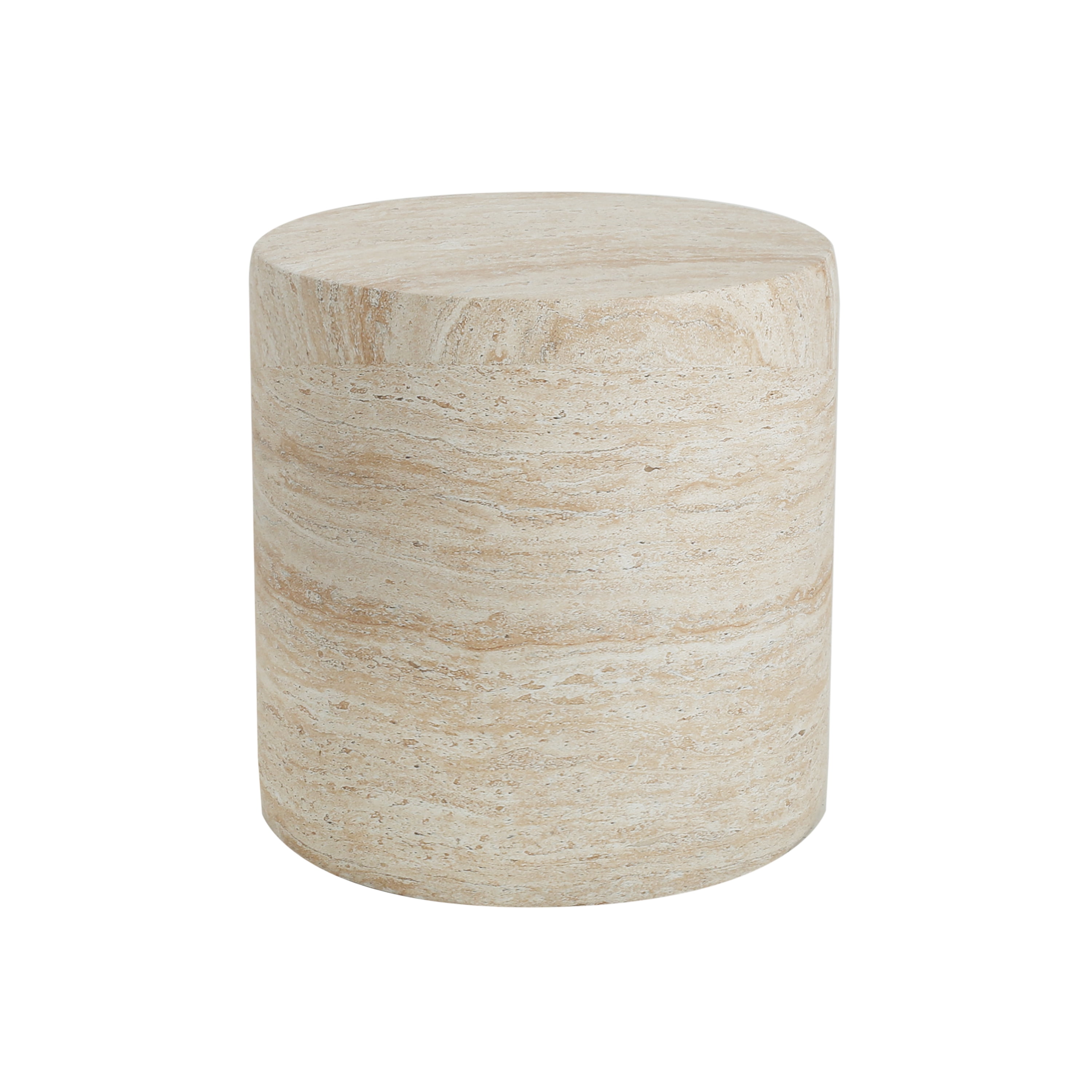 Euroco 16"H Outdoor Lightweight Concrete Side Table,Round Small End Table for Patio,Garden,Beige