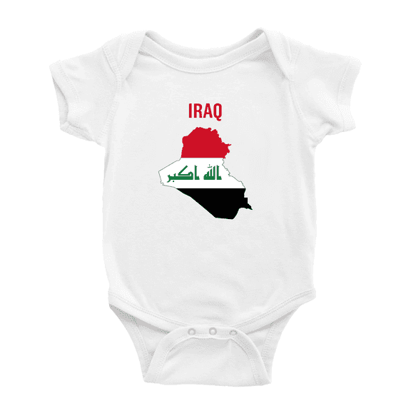 Iraq Map Flag Cute Baby Romper (White, 12-18 Months)
