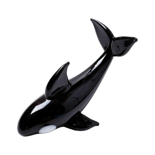 bedienty Animal Table Display Cute Glass Whale Sculpture For Office Centerpiece Smooth In Touch Desktop Statue Style C