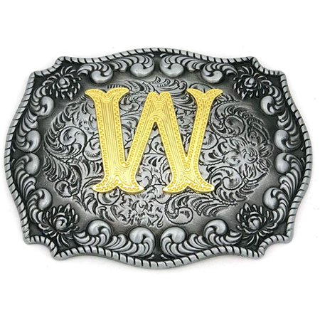 Western Cowboy Belt Buckle Golden Initial Letter Abcj To Z Rodeo Belt