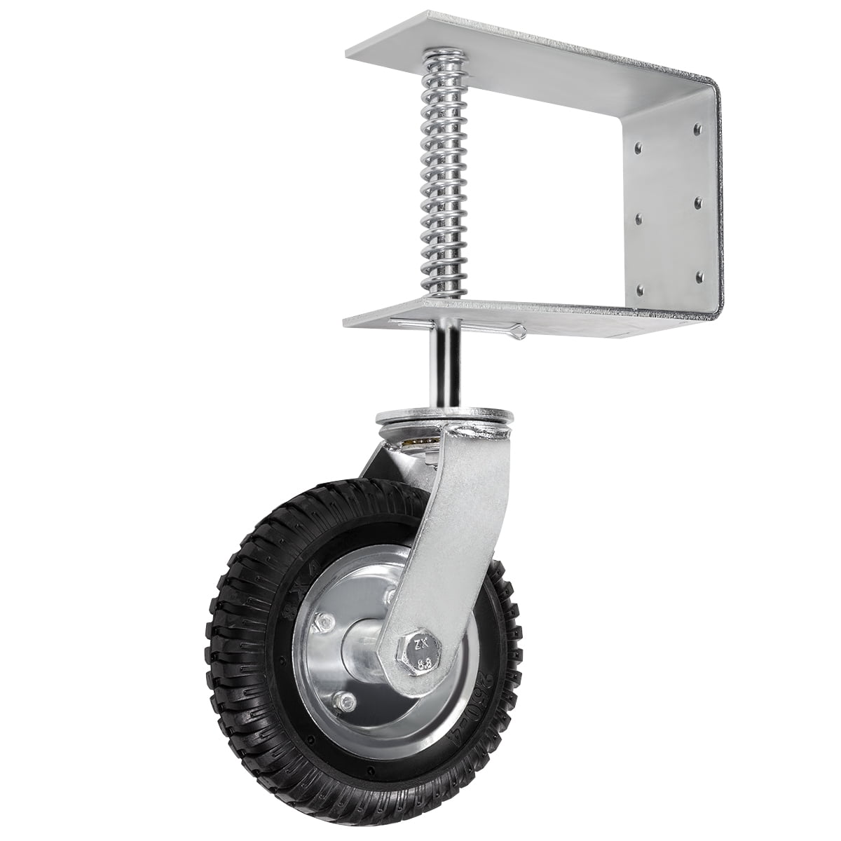 Stark USA Heavy Duty Fence Gate Wheel 2 Pack, 8" Gate Wheels For Wooden Or Metal Gate, Spring Loaded Farm Caster Support Wheel With Suspension For Swing Rolling Metal Tube Gate, Flat Free Tire, 360 S