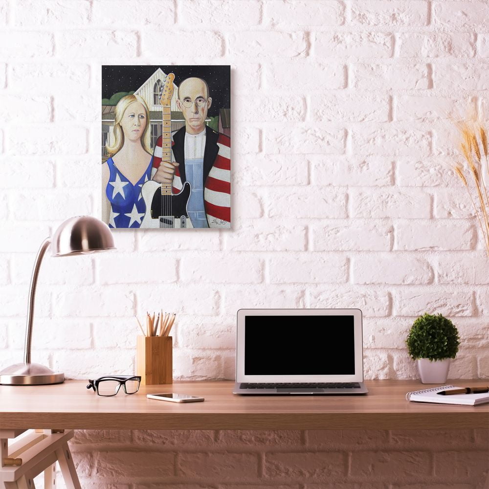 Stupell Industries American Gothic Rock Stars Classical Parody Modern Painting Canvas Wall Art by Eric Waugh
