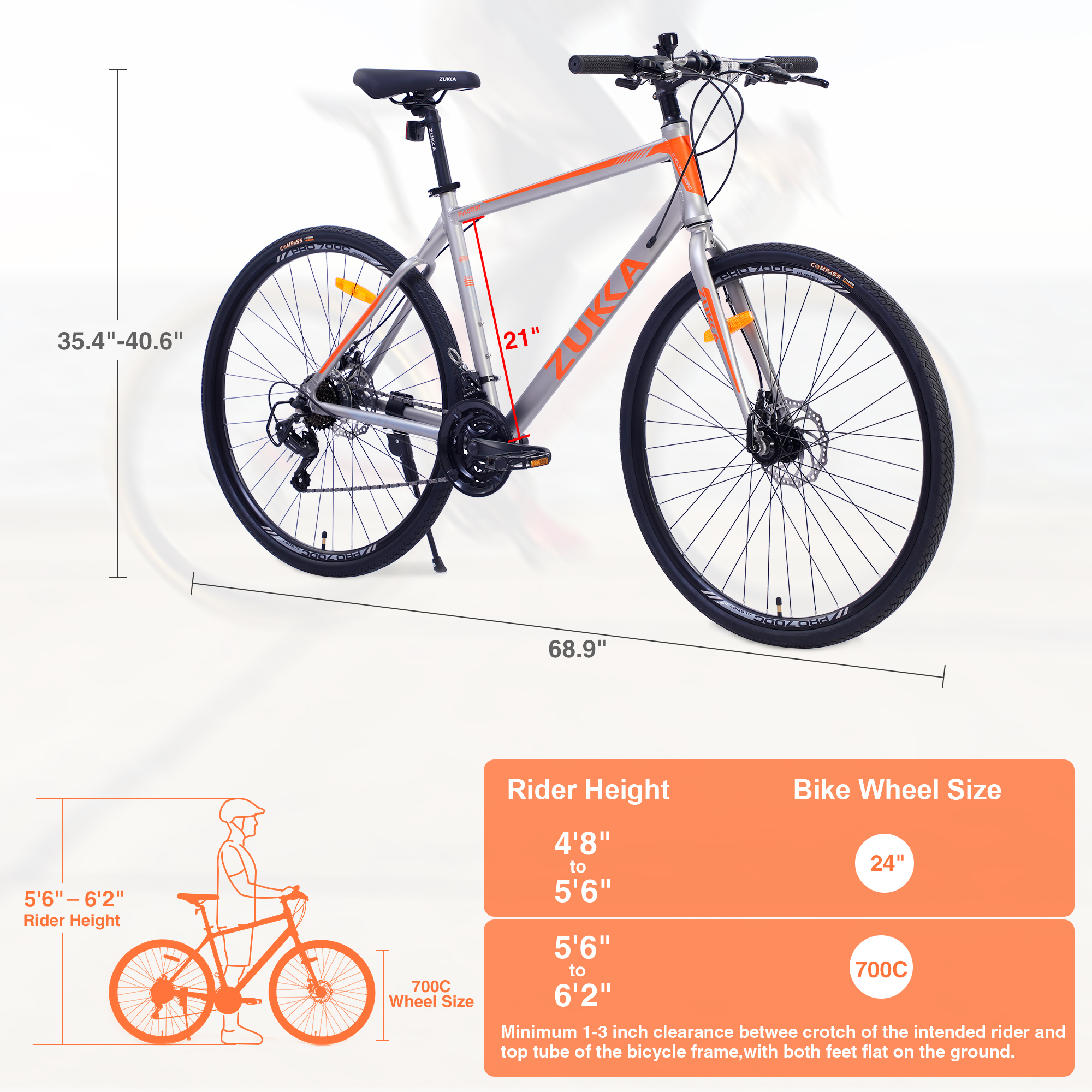 Segmart 21-Speed Mountain Bike, 28-inch Wheels Lightweight Road Bike, Hybrid Aluminum Frame and Upgrade Dual Disc Brake MTB for Men Women Adult, Silver, SS2065 - image 5 of 8