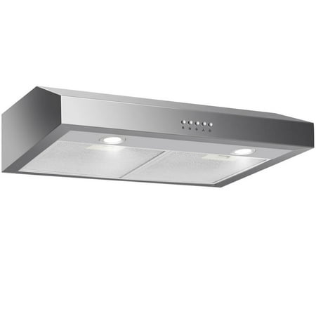Gymax 30'' Under Cabinet Kitchen Range Hood Stainless Steel w/ LED lights 3-Speed 69W