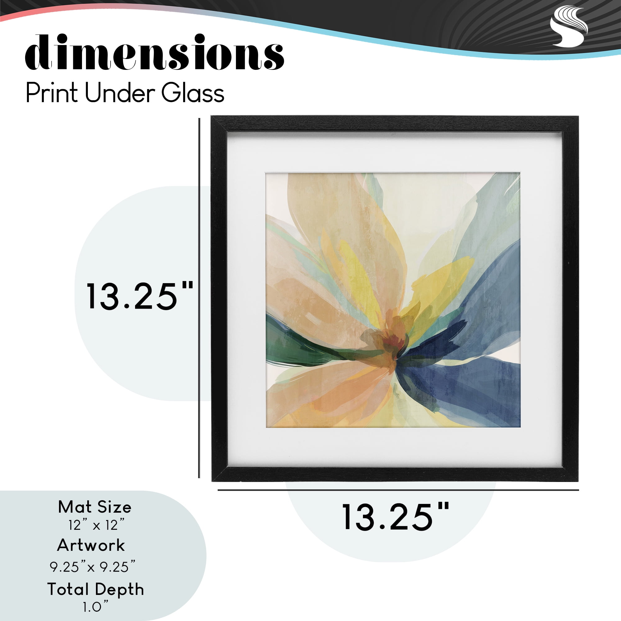 Flared Abstract Neutral Petals Black Framed Print Under Glass, design by Irena Orlov