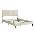 thumbnail image 6 of SEGMART Queen Size Bed Frame with Upholstered Headboard, Square Stitched Button Tufted, Mattress Foundation with Wooden Slats Support, No Box Spring Needed/Easy Assembly, Beige, 6 of 11
