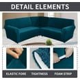 thumbnail image 2 of TOPCHANCES Velvet Sectional Corner Sofa Covers, 5 Seat L-Shaped Sectional Couch Slipcovers, 3 Piece Stretch Soft Furniture Sofa Protector for 5-Seater Corner Sofas ( Dark Blue ), 2 of 9