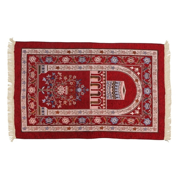 Qukaim Tapis de prière islamique musulmane, style ethnique, pour homme et femme, motif gland rouge, cadeau de Ramadan