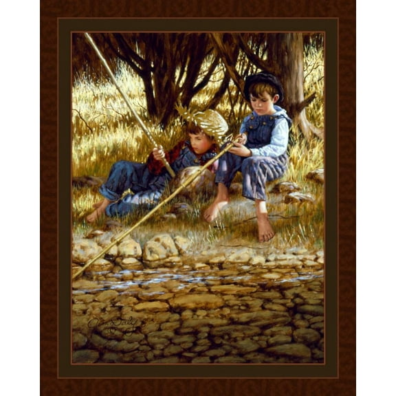 Fishing Favorite Spot Panel Cotton Fabric