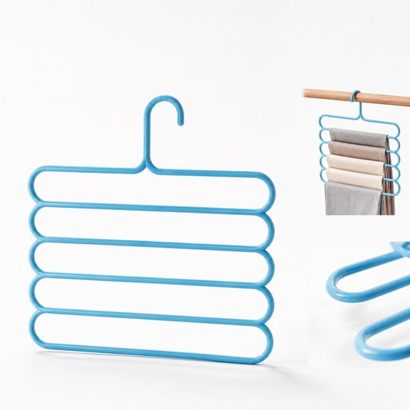 5 Pack Pants Hangers 5 Tier Closet Organizers and Storage Non Slip Clothes Hanger,Hangers Space Saving Multiple Hanger Clothes Organization for Pants