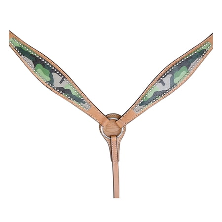 HILASON Western Horse Leather Breast Collar Set Camo