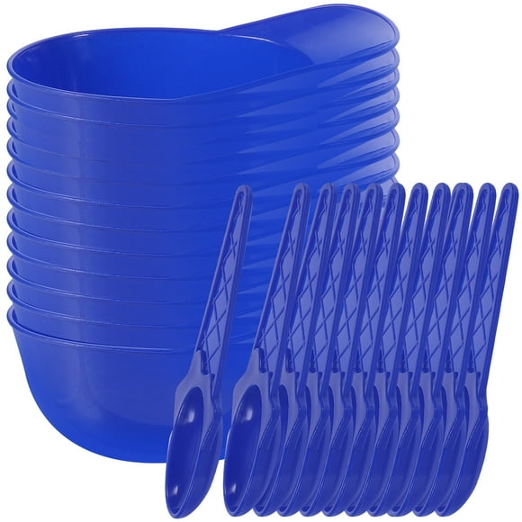 12 Sets Baseball Hat Shape Bowls with Spoons Ice Cream Bowls Party Tableware Dessert Bowl