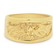 thumbnail image 3 of Large 21mm 14k Gold Plated Pipe-Cut Band w/Diamond-Cut Eagle Ring, Size 14, 3 of 7