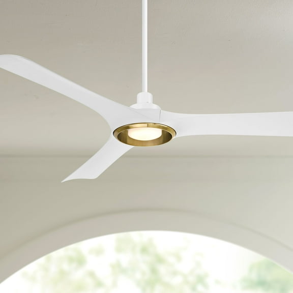 Casa Vieja 56" Ethos Modern Indoor Outdoor Ceiling Fan 3 Blade LED Light Remote Control Matte White Finish Bedroom Damp Rated