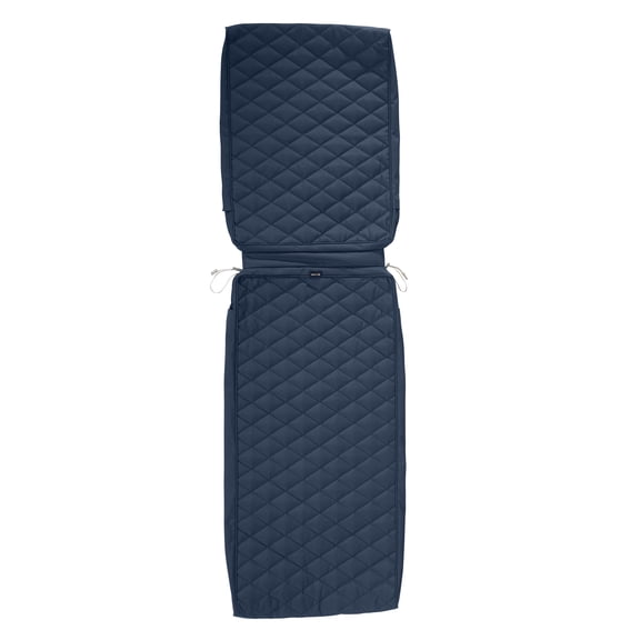 Classic Accessories Montlake FadeSafe Water-Resistant Patio Chaise Quilted Cushion Cover, 80 x 26 x 3 inch, Navy