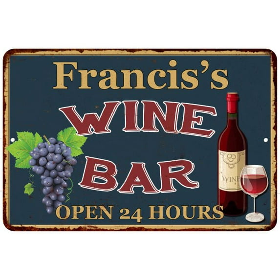 Francis's Green Wine Bar Sign Wall Decor 8 x 12 Matte Finish Metal 108120043737