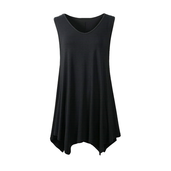 snowsong Womens Tank Tops Going Out Tops Womens Vest Extended Sleeveless V Neck Tunic Tshirt Top Casual Summer Dress Loose Bottom Shirt Womens Tops Black L