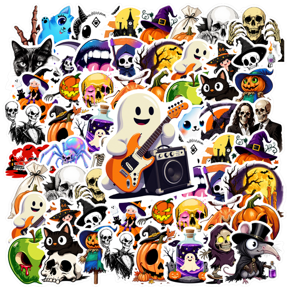 35pcs Horror Stickers Halloween Stickers Pumpkin Stickers Ghost Stickers for Laptops Fridge Suitcases