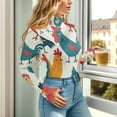 thumbnail image 5 of Chickens Colorful Women's Mock Turtle Neck Long Sleeve Tops Bodysuit Jumpsuit One Piece Leotards Shirt, 5 of 8