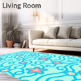 thumbnail image 2 of ODIKA 2'x3' Machine Washable Non-Slip Area Rug, Whimsical Starfish Shell Motif with Playful Wave Accents High Traffic Rug, Blue, 729654, 2 of 7