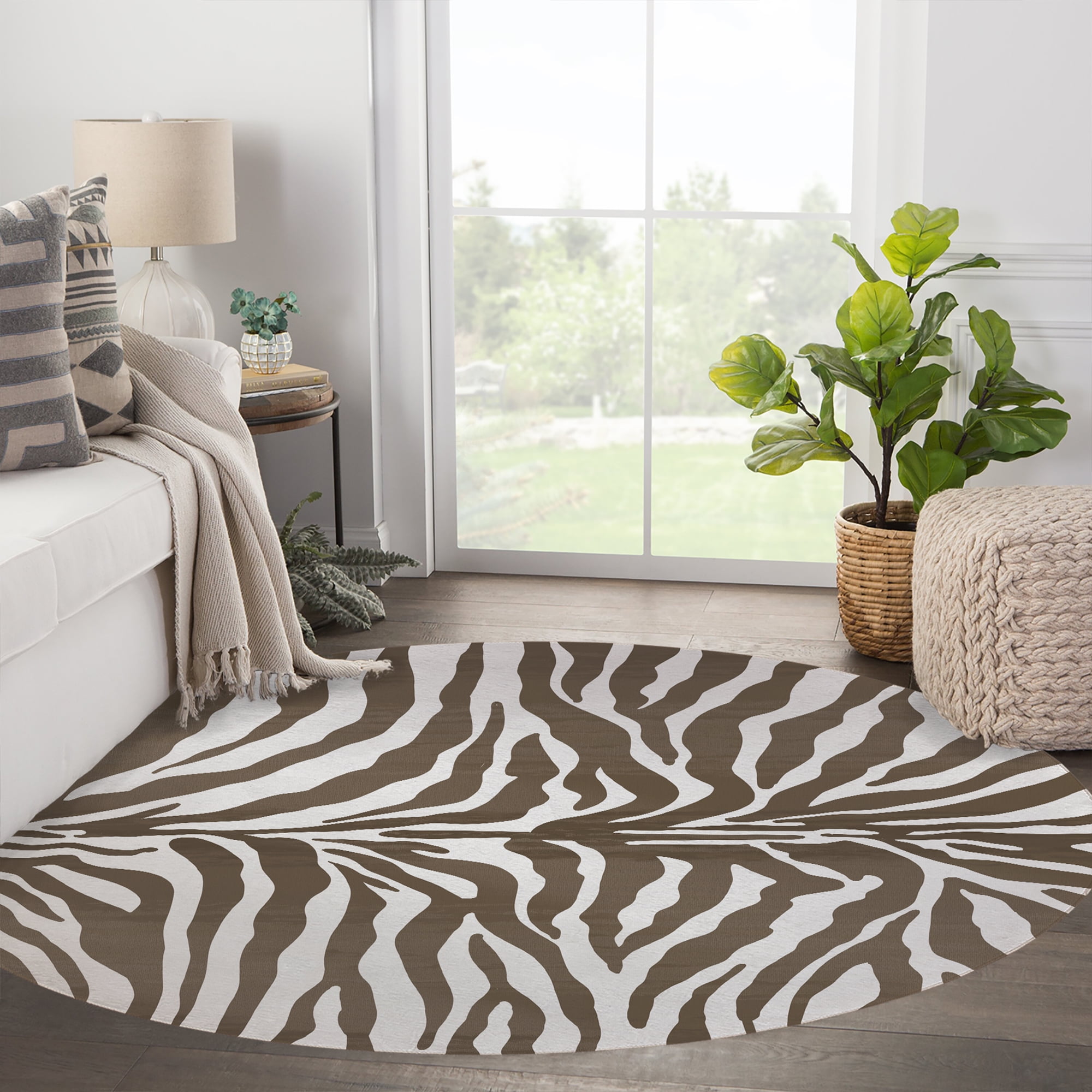 Zebra Bath Rug Kavka Designs Color: Brown, Size: 36 W x 60 L