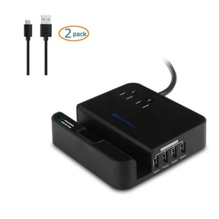 Cable Matters 2-Outlet Surge Protector with 4.8A 4-Port USB Charging Station and Tablet Holder
