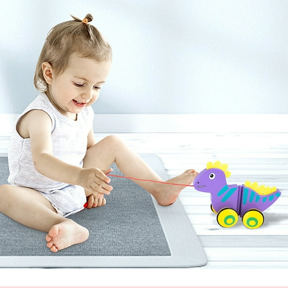 Dinosaur Snail Hand Push Tractor, Pull Cord Rope Walker Toy, Infant 0-3 Years Old Toy, Shape Color Cognition, Hand Strength Exercise, Cute Appearance, Indoor Outdoor Play