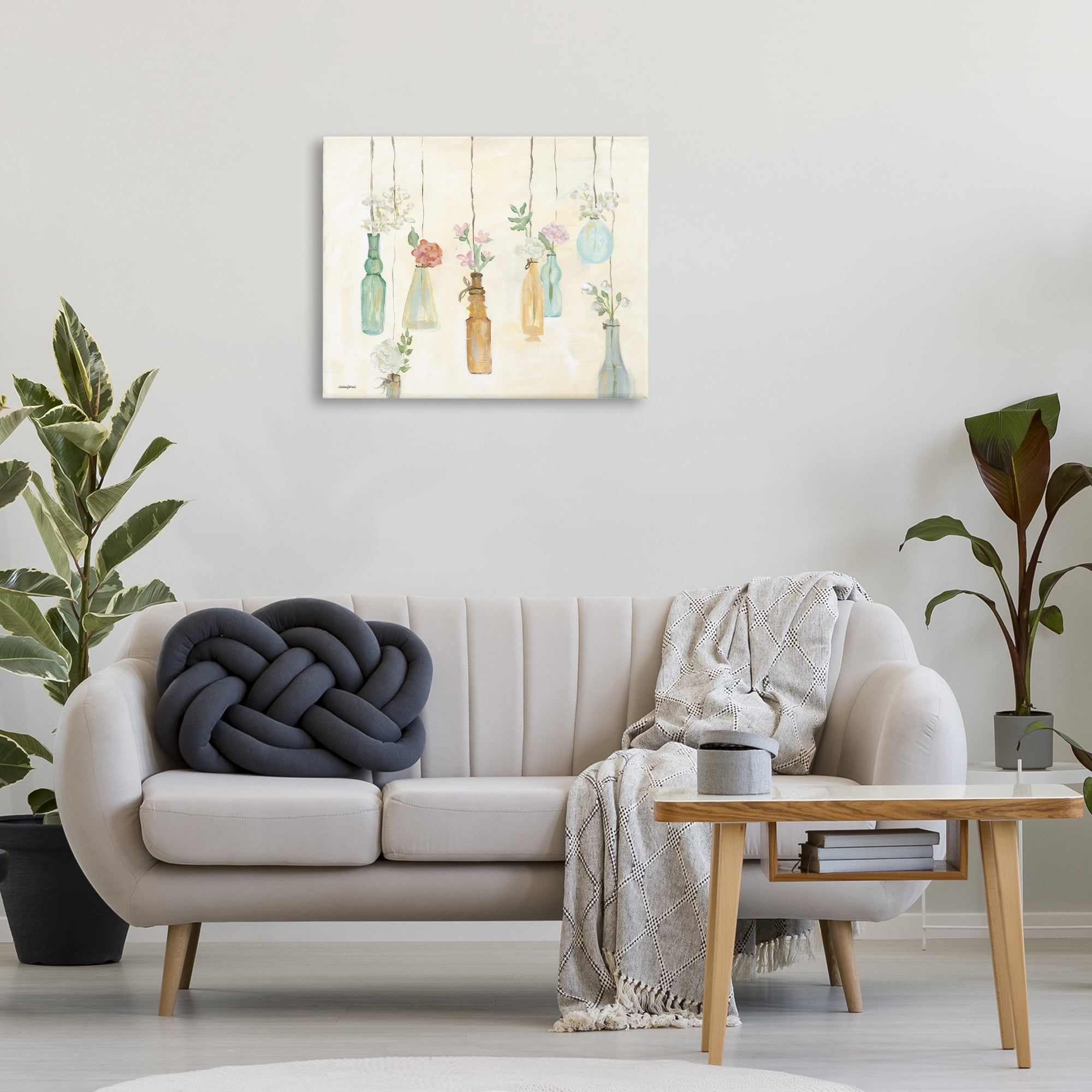 Stupell Industries Hanging Floral Bottles Botanical & Floral Painting Gallery Wrapped Canvas Art Print Wall Art, 30 x 24